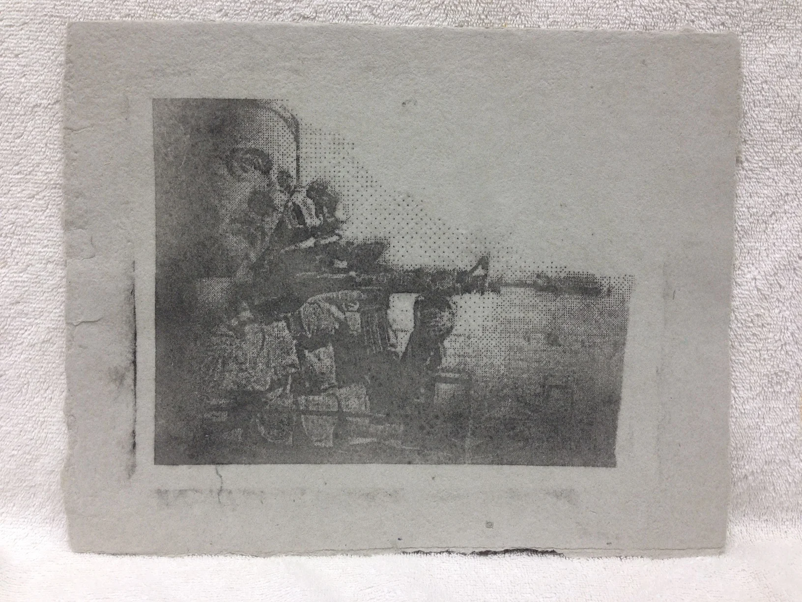 Joe Merritt Marines - Afghanistan _Untitled_ 2013 Silkscreen on handmade paper made from military uniforms Ft Belvoir Workshop IMG_1032JPG.jpg