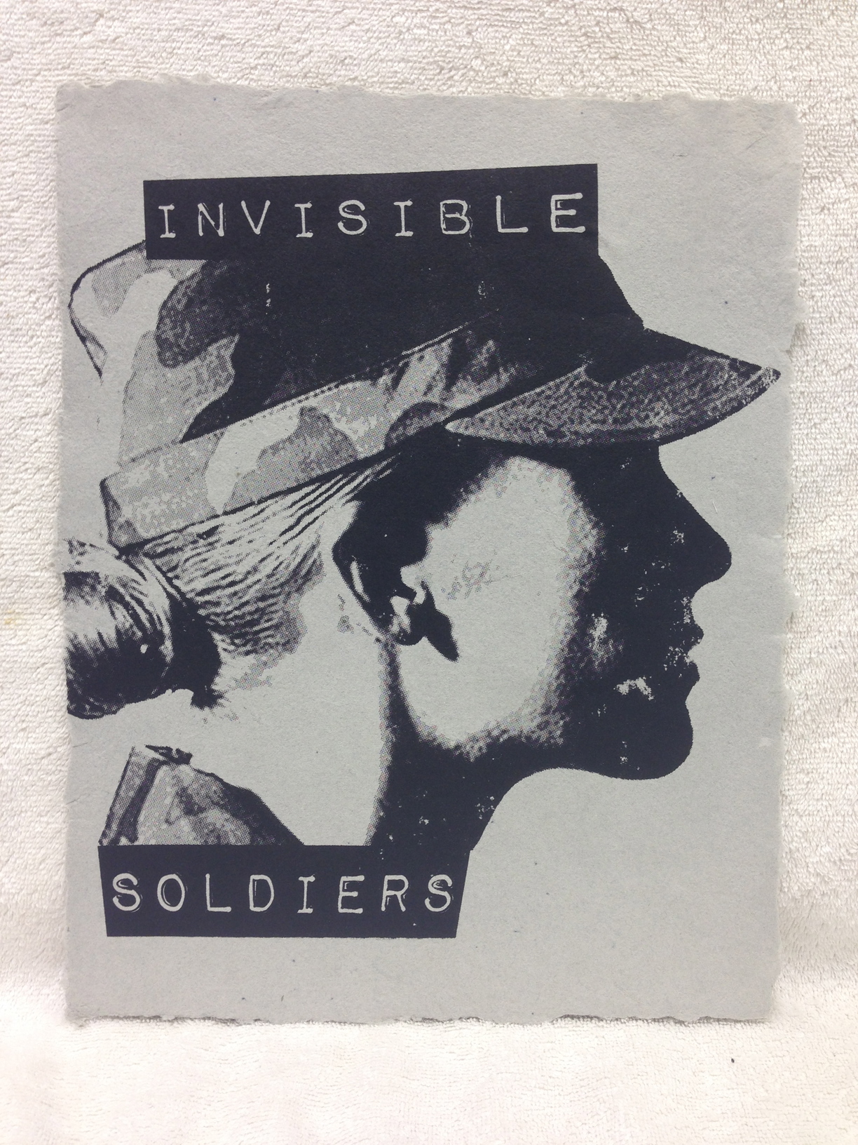 Laura Lopez Army - Iraq _Invisible Soldiers_ 2013 Silkscreen on handmade paper made from military uniforms Pyramid Atlantic Workshop IMG_0932.jpg