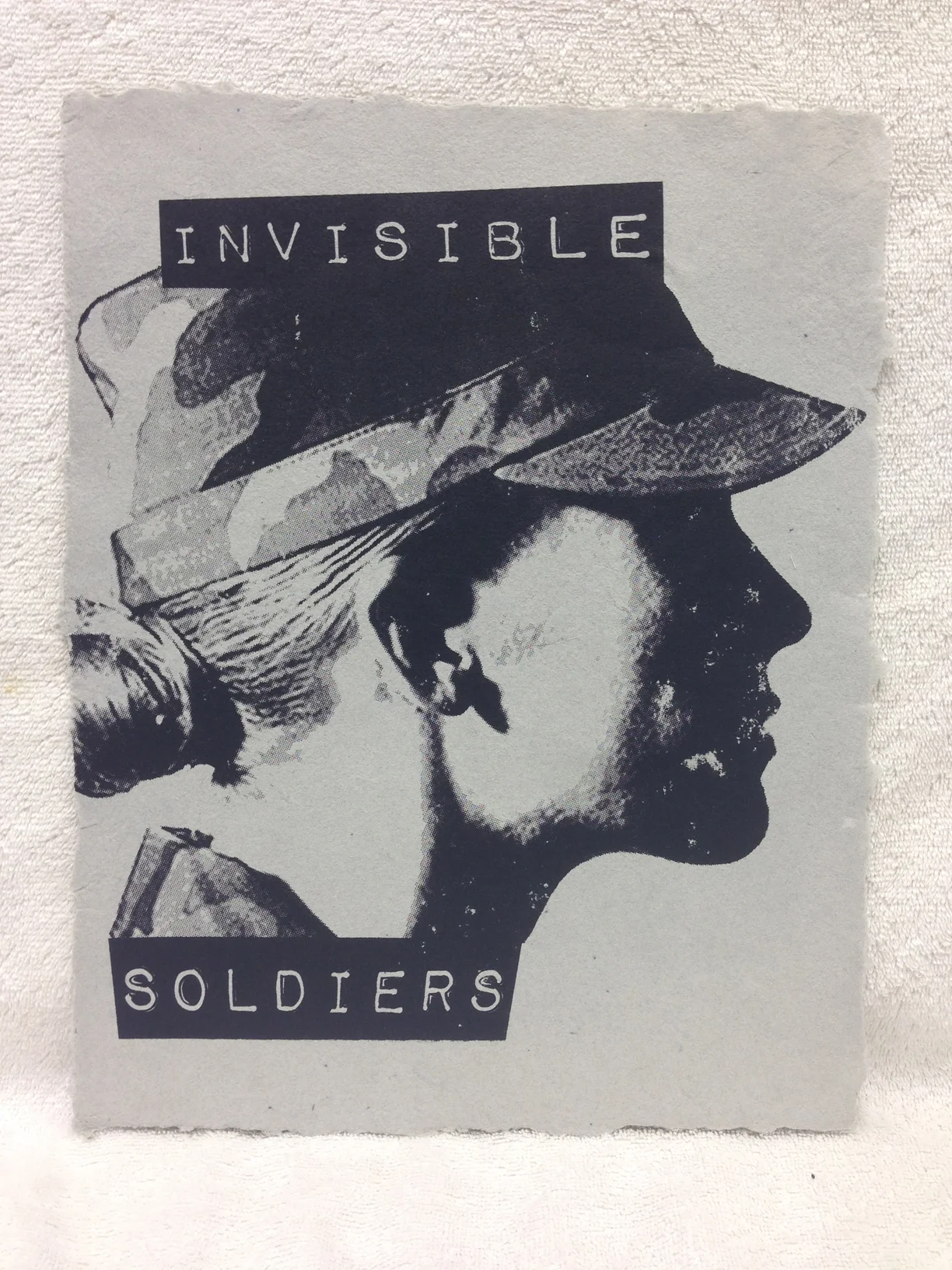 Laura Lopez Army - Iraq _Invisible Soldiers_ 2013 Silkscreen on handmade paper made from military uniforms Pyramid Atlantic Workshop IMG_0932.jpg
