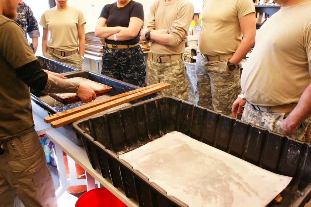 Combat Paper NJ workshop at USO Bethesda
