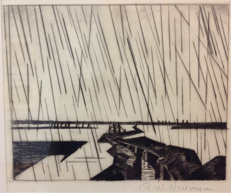 “Flooded Trenches in the Yser” by Christopher Richard Wynne Nevinson (England, 1916)