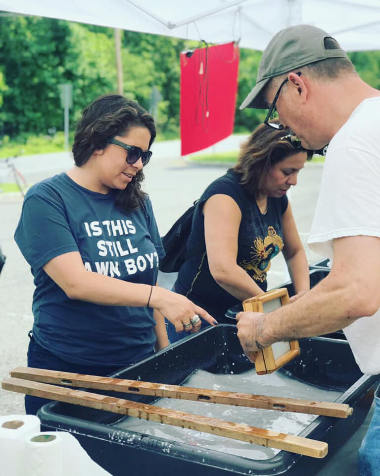 papermaking outside with uniform pulp