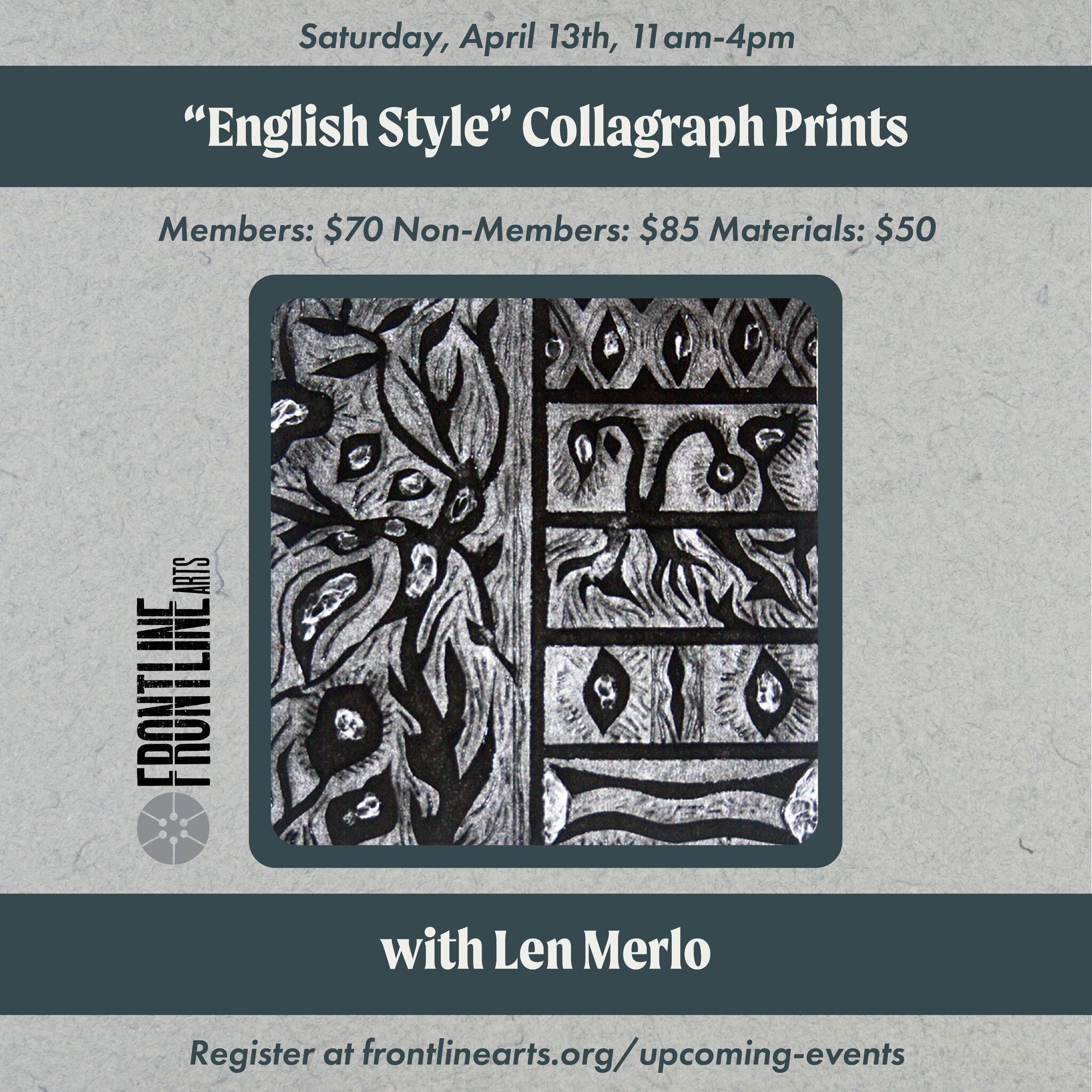 Tonight&rsquo;s the deadline to register for &ldquo;English Style&rdquo; Collagraph Prints with Len Merlo @leowpaprinter !

In this course, artists will learn how to combine rich tonalities and textures with the mysterious effects of Collagraph (Reli