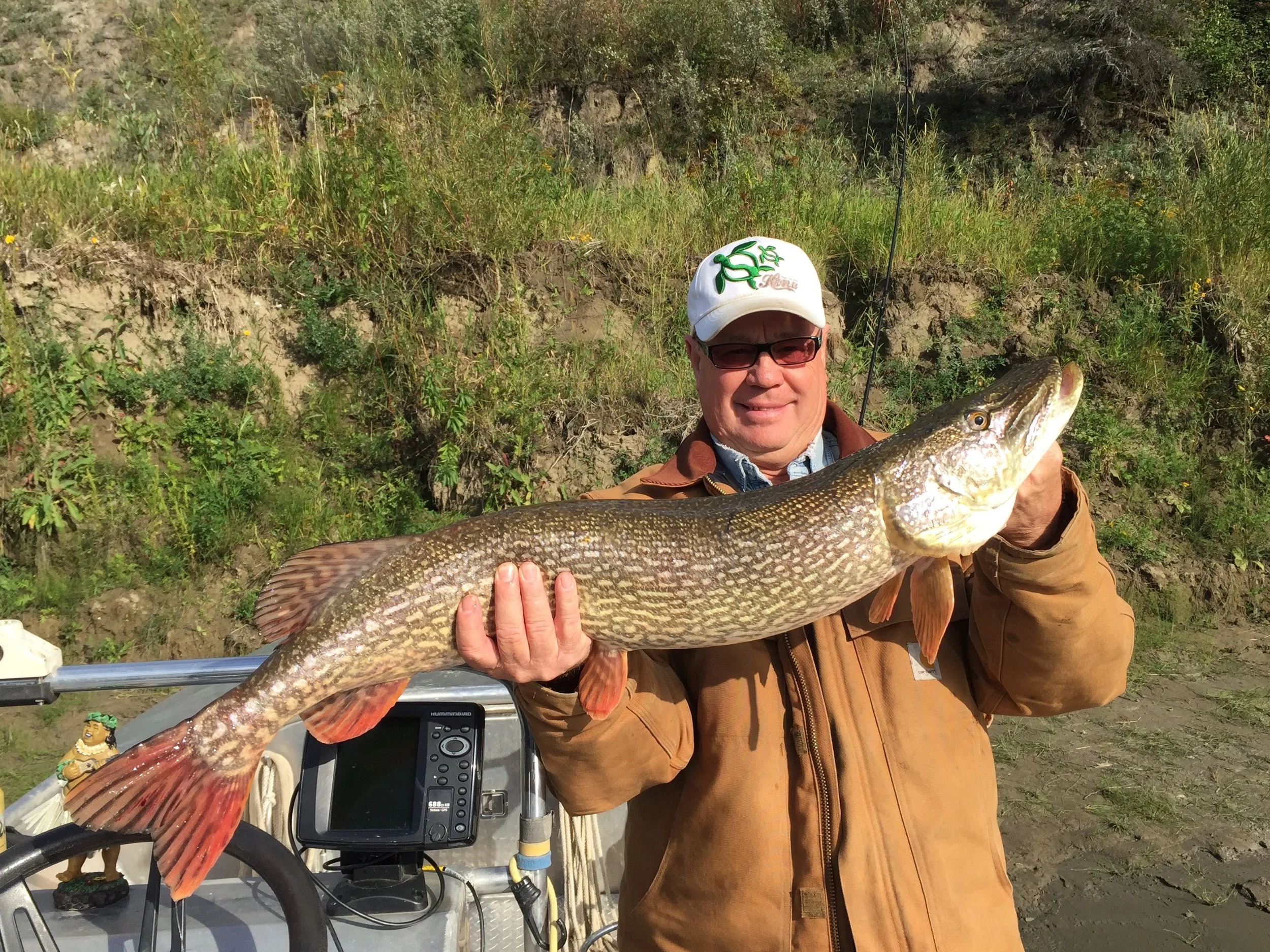 Wayne and his dandy of a jackfish! Contact Lunker's Fishing Adventures for a fishing trip of a life time. Edmonton, Alberta, Canada.