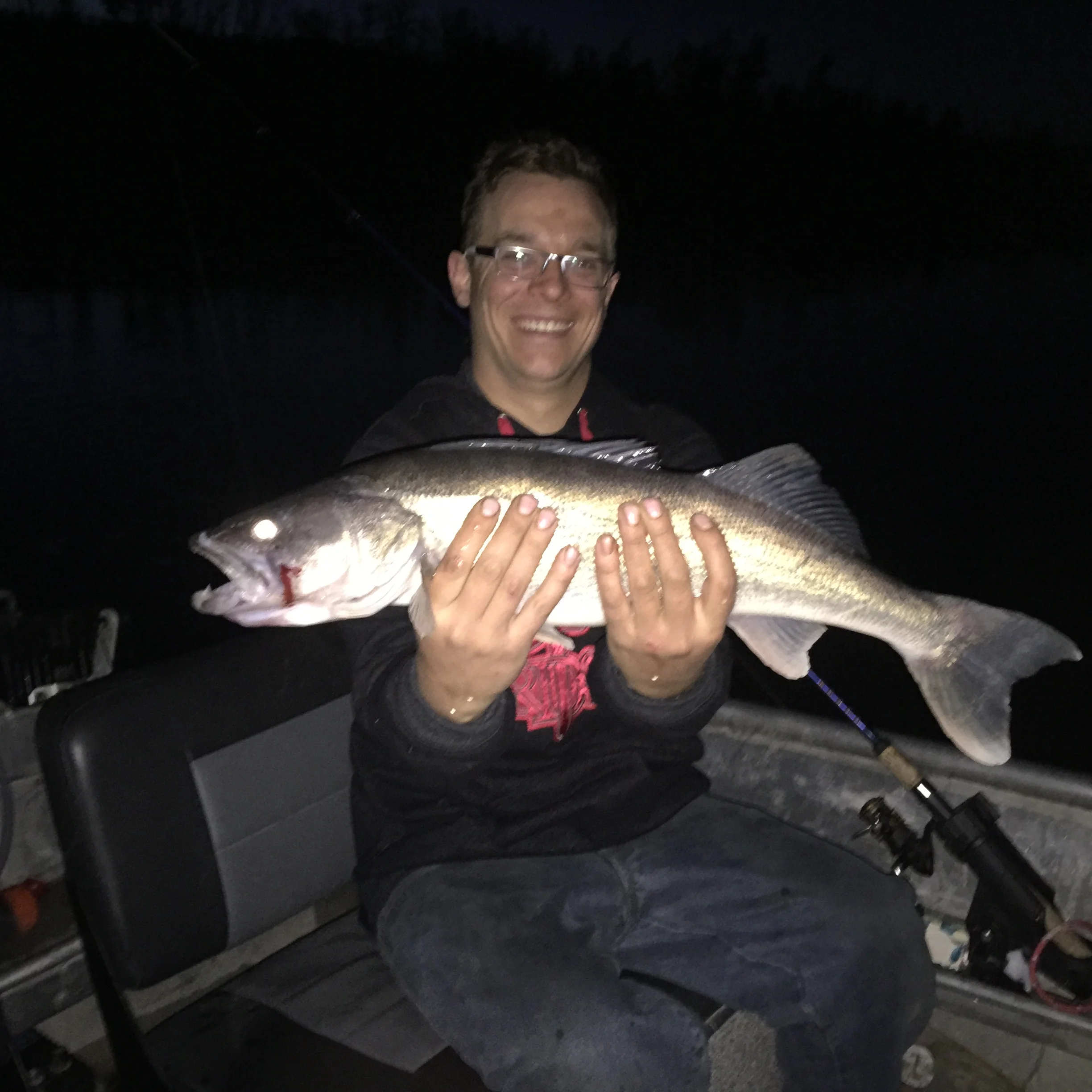 Return customer Nick and a big walleye! Could not knock the smile off of this guys face with a two by four if we tried!
