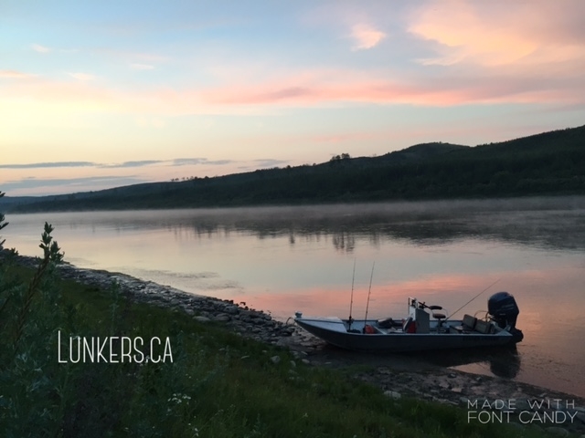 Beautiful sun set on the North Saskatchewan River. Lunker's Fishing Adventures offering overnight trips. Edmonton, Alberta, Canada.