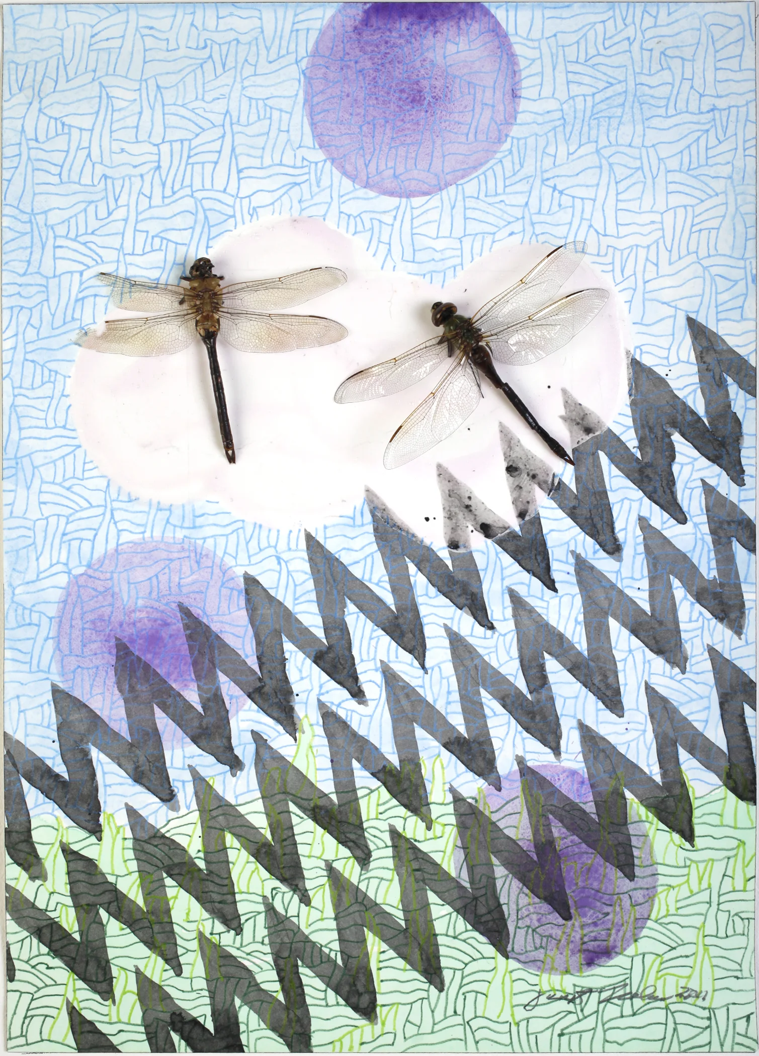 Dragon Flies on Pink Cloud