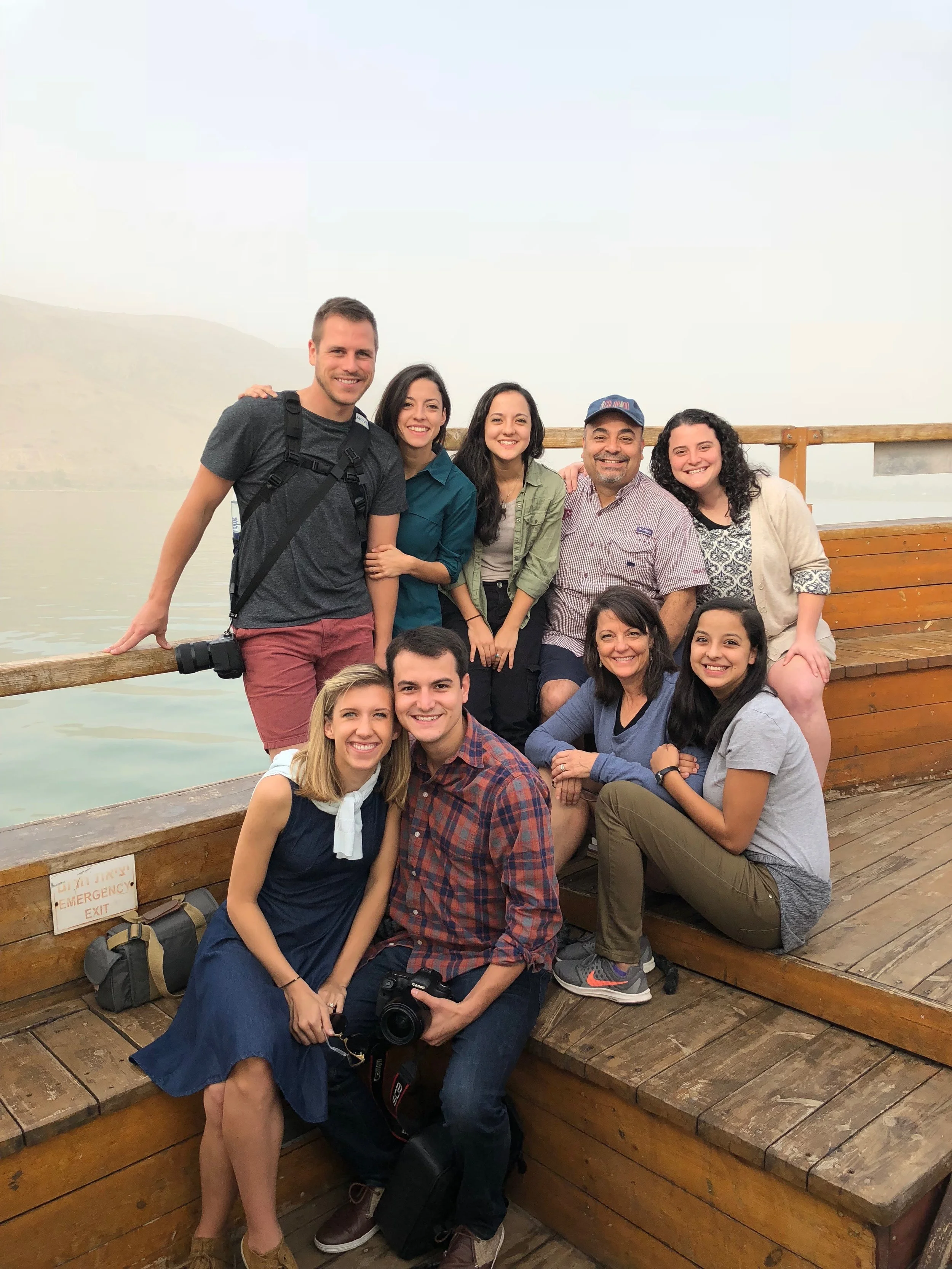 Riding a boat on the Sea of Galilee