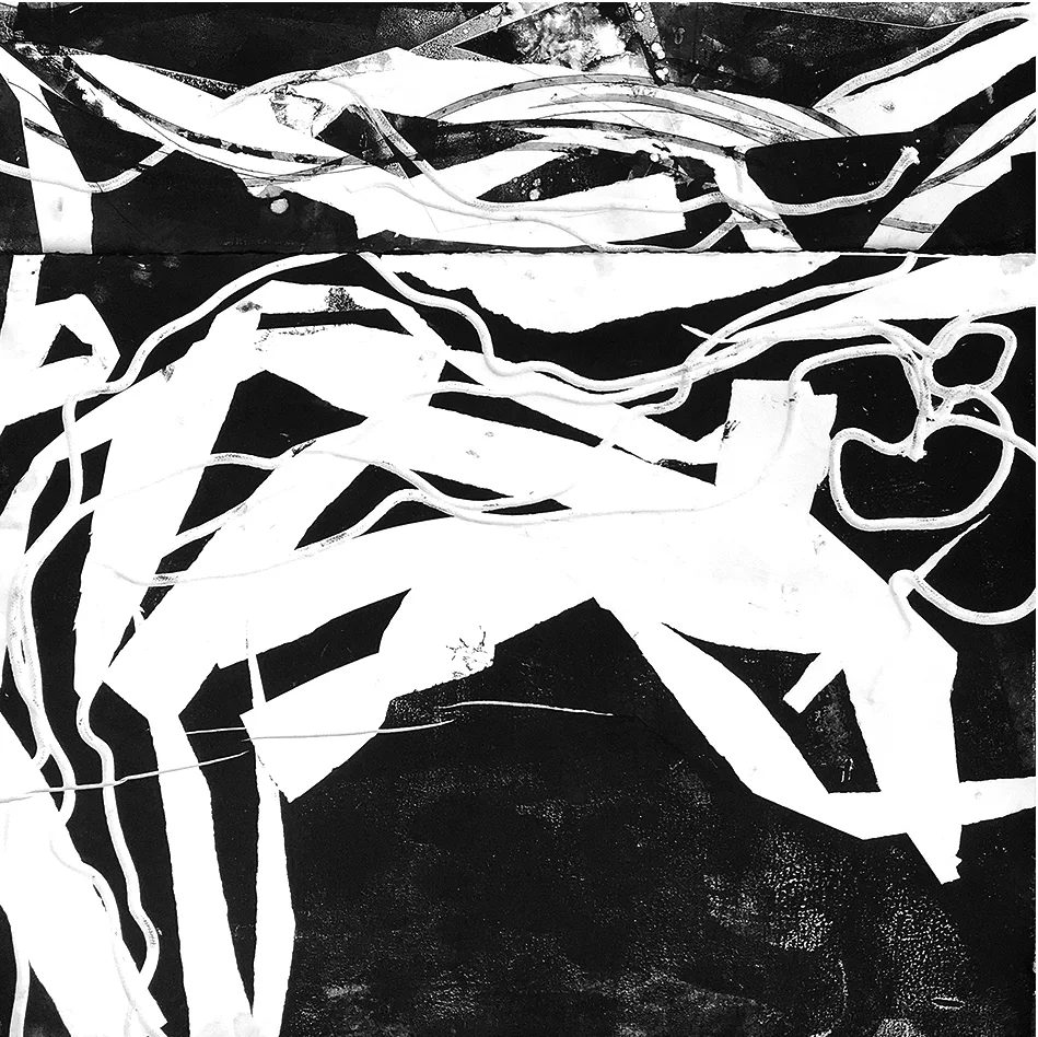 WIP (work in progress), monoprint, 30x30"