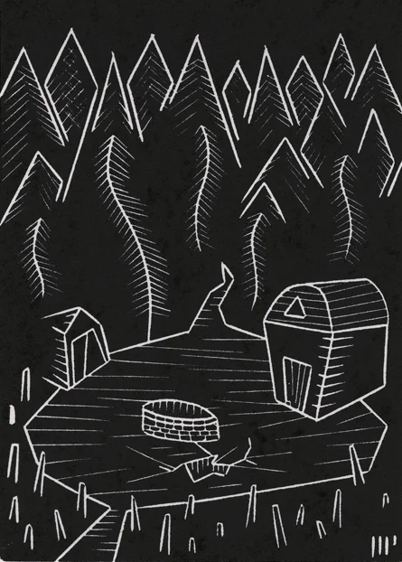 The Blasted Heath, 2013, 5x7” linocut on paper. Edition of 8 + AP
