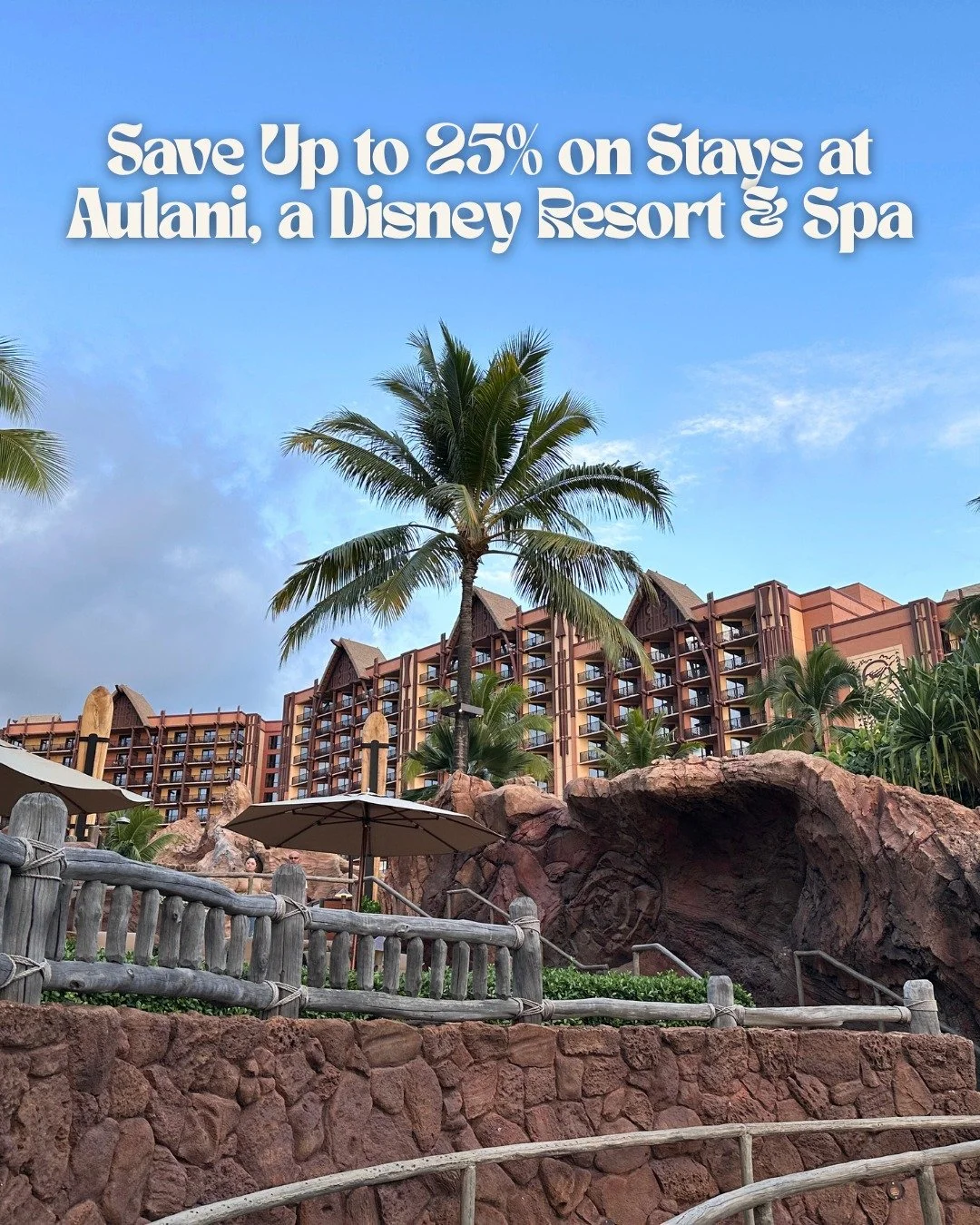 🌺 Your dream Hawaiian escape just got even sweeter! 🌴✨
This winter, say aloha to sunshine, ocean breezes, and Disney magic at Aulani, A Disney Resort & Spa in Ko Olina, Hawaiʻi — and save up to 25% on select stays!
💫 Here’s how i