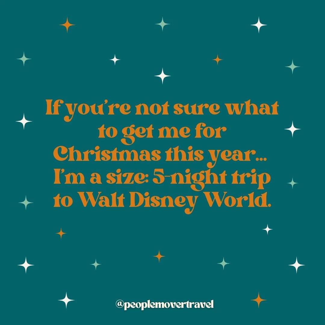 Not sure what to get someone for Christmas? Here&rsquo;s your sign&hellip;
✨ They&rsquo;re a size: 5-night trip to Walt Disney World. 😉🎁🏰
(Seriously, it&rsquo;s the gift that always fits!)

Whether you&rsquo;ve been dreaming of castle views, EPCOT