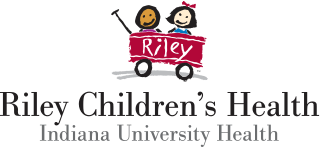 Riley Children's Health logo with cartoon children and a red wagon.