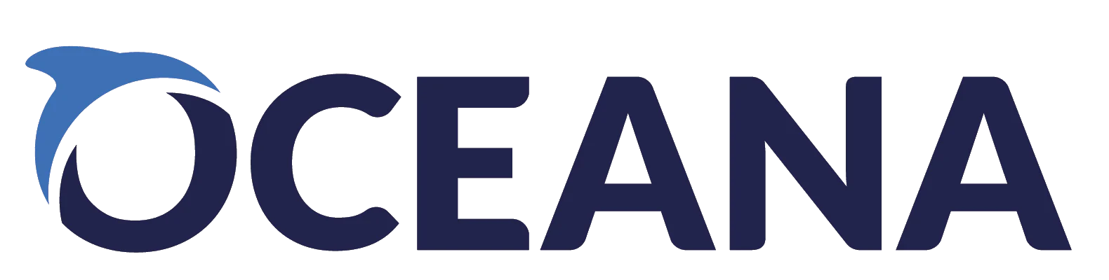 Oceana logo with a stylized dolphin leaping over the text 'Oceana' in blue.