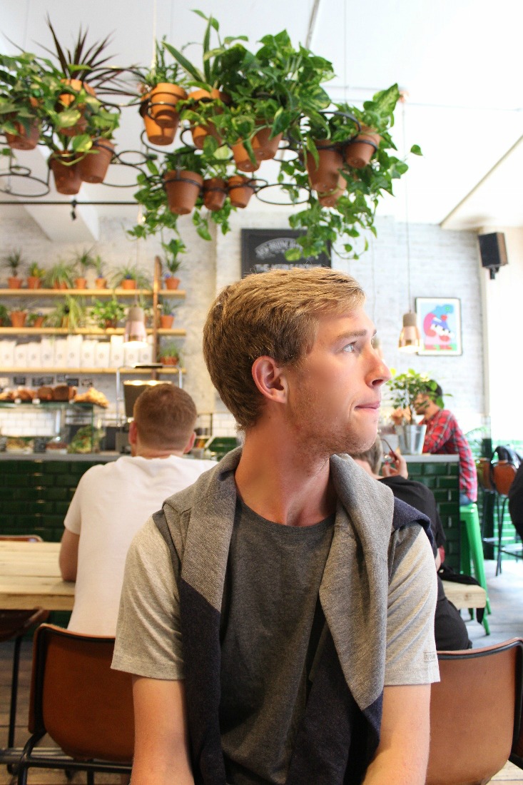 waiting for food with a worried, but still handsome look on his face. 