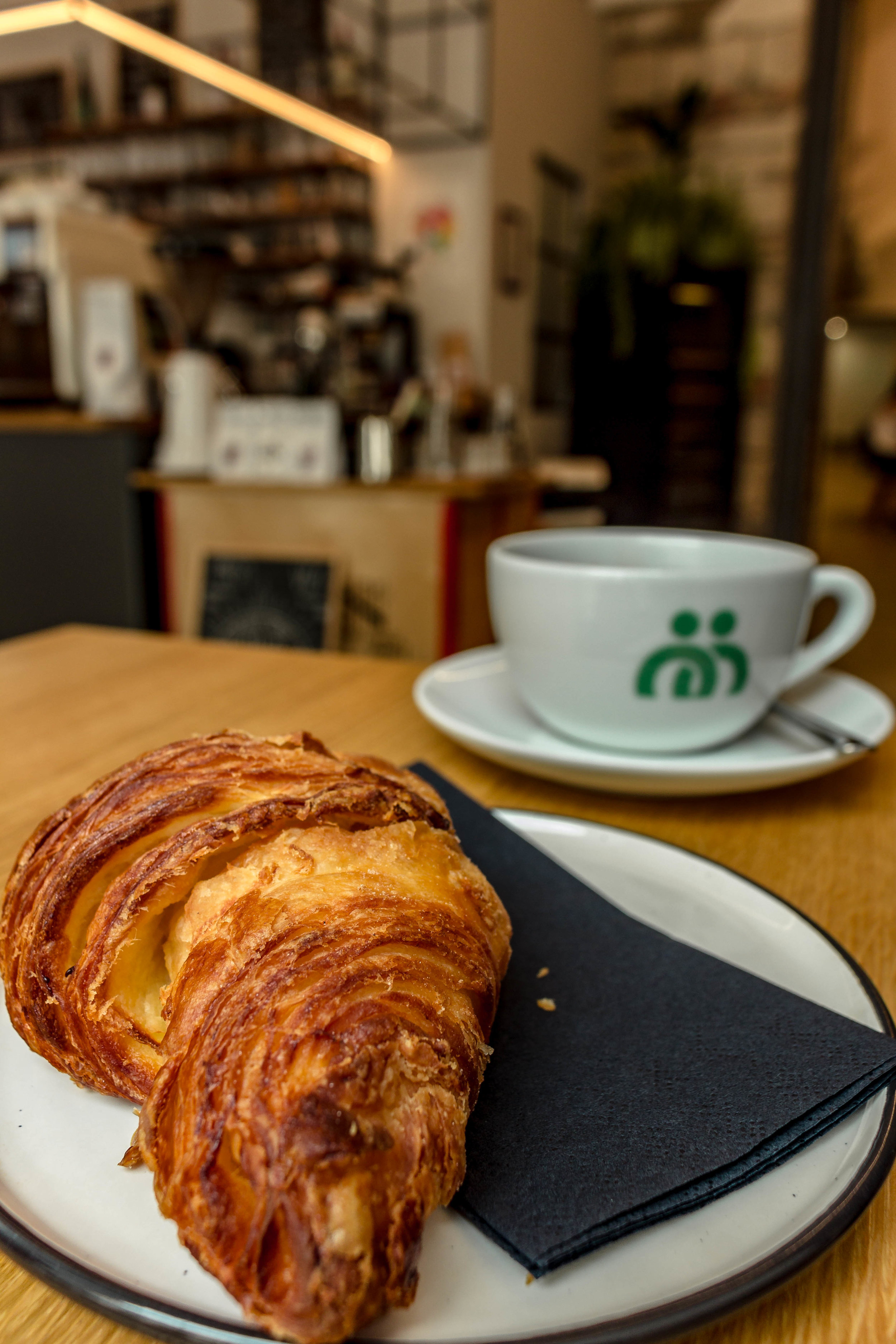 a croissant and coffee in Budapest, Hungary