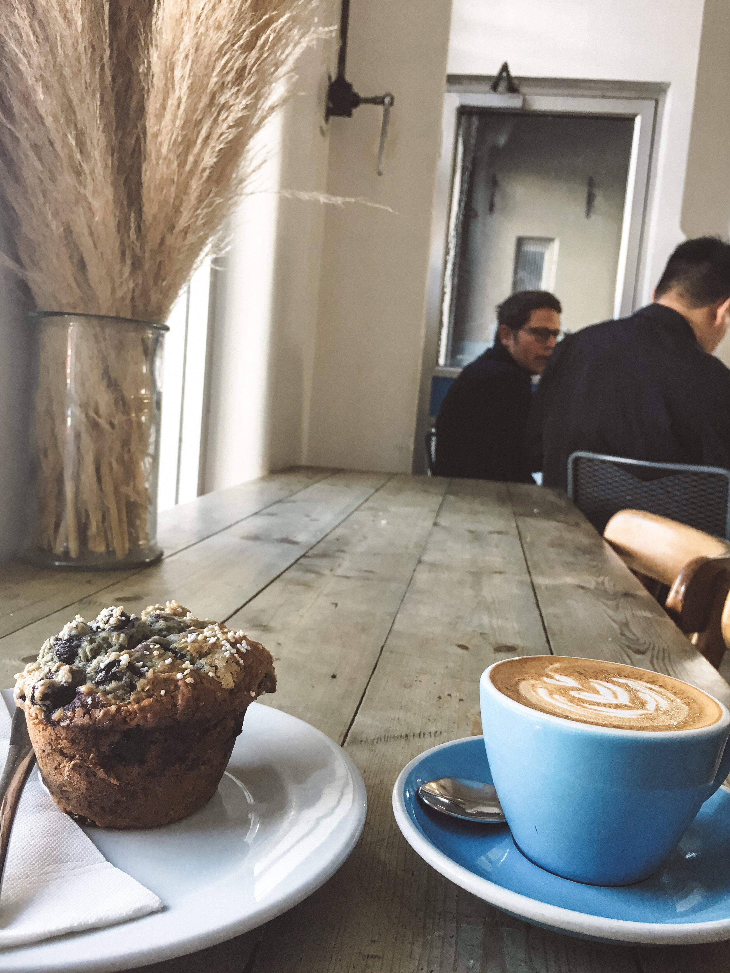 blueberry muffin and coffee