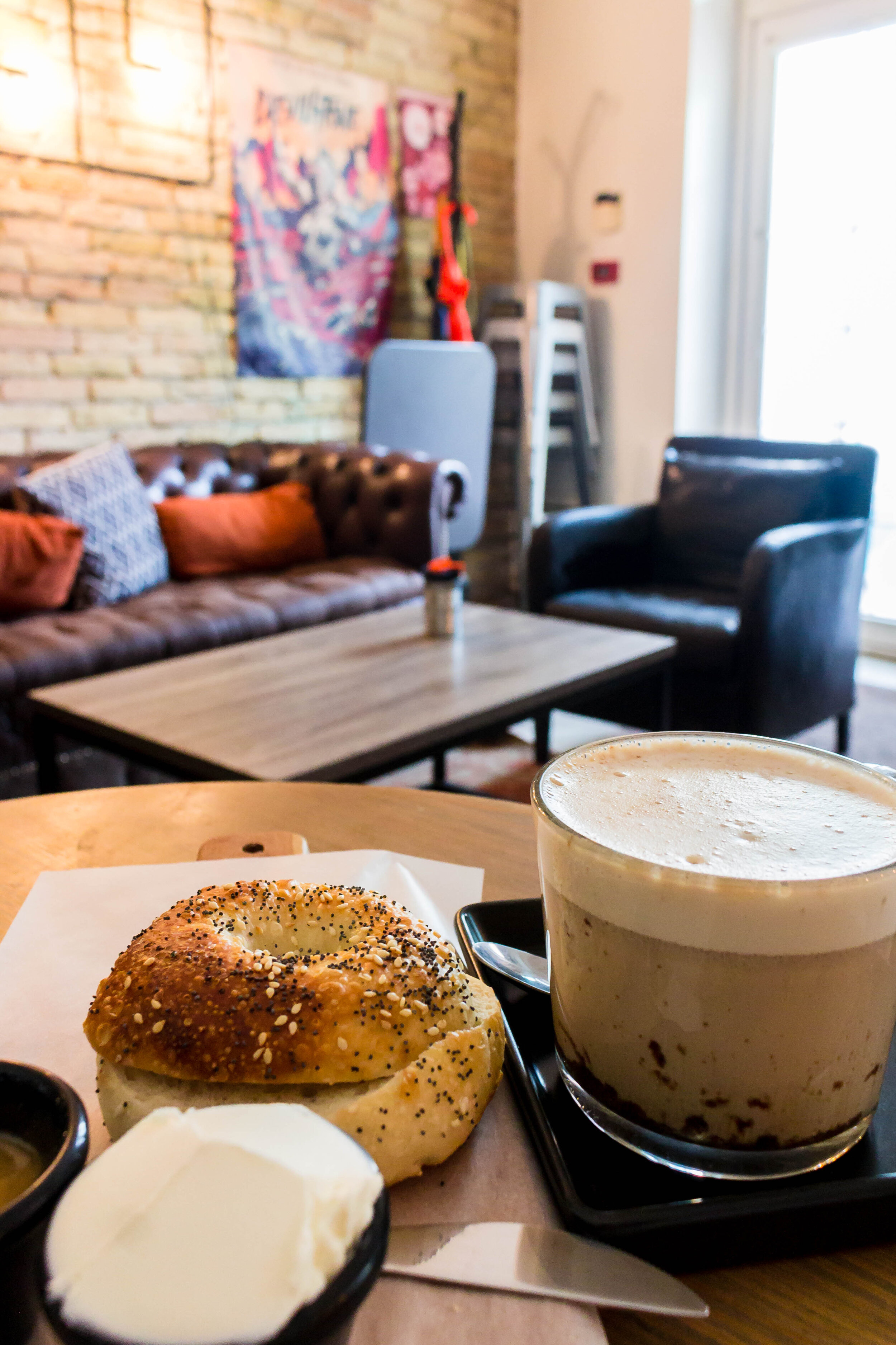 coffee and bagels in Vilnius, Lithuania