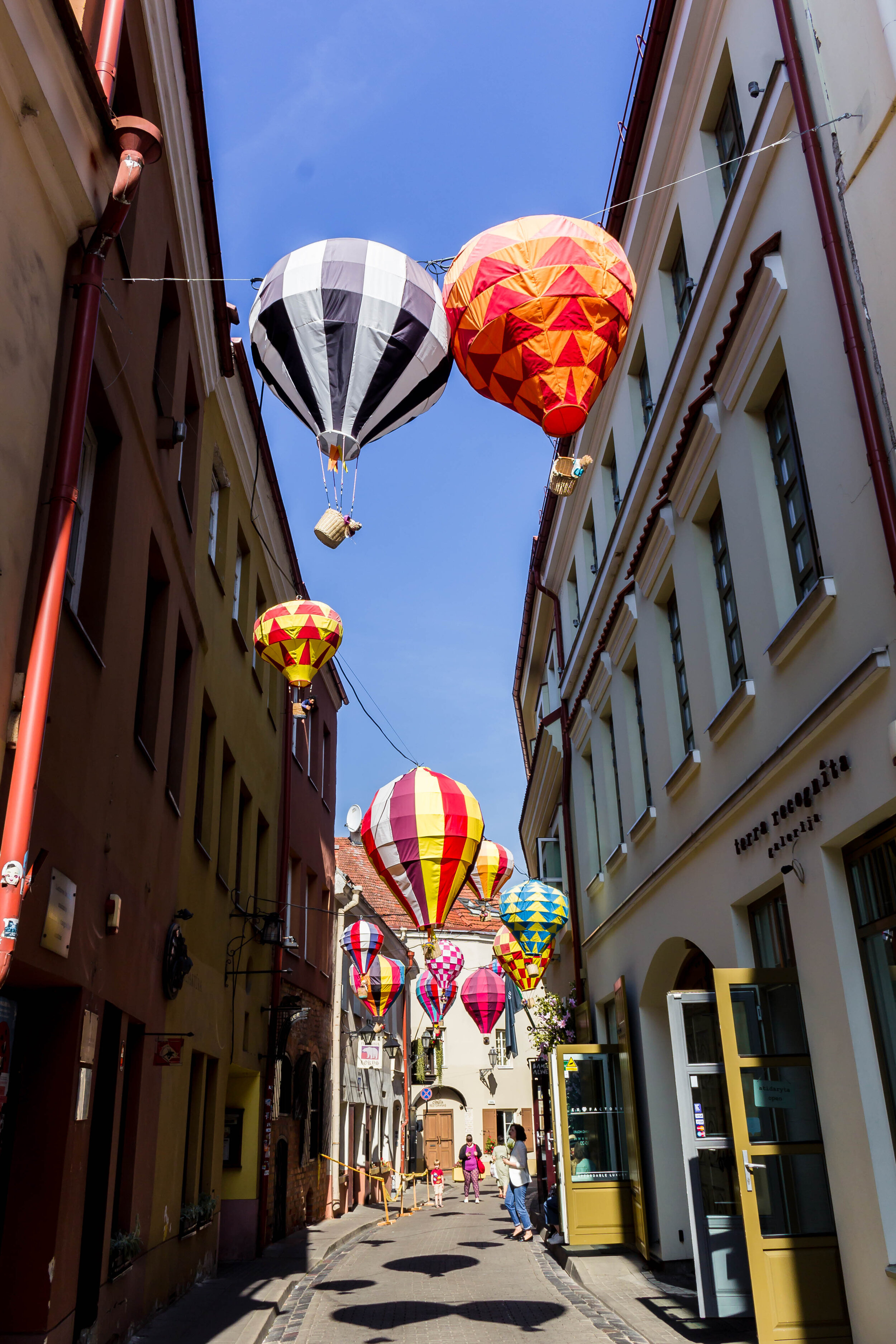 hot air balloon art in Vilnius, Lithuania