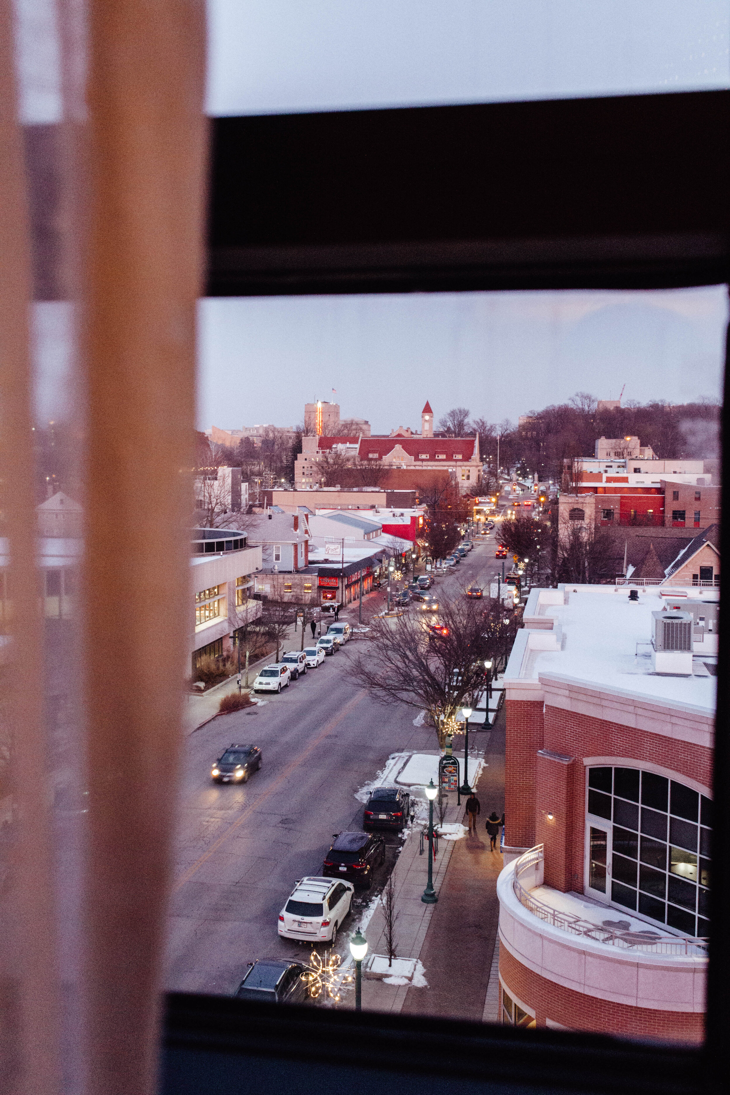 view from the window at the Graduate Hotel, Bloomington