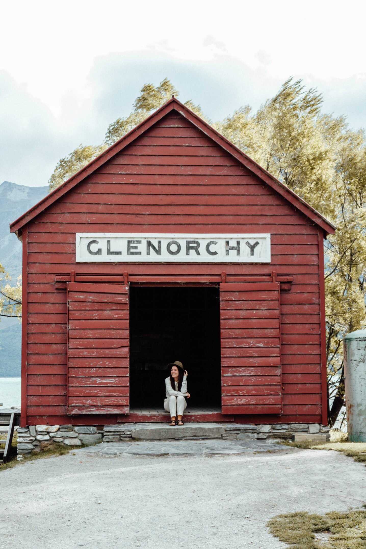 the famous Glenorchy boat shed near Queenstown, New Zealand