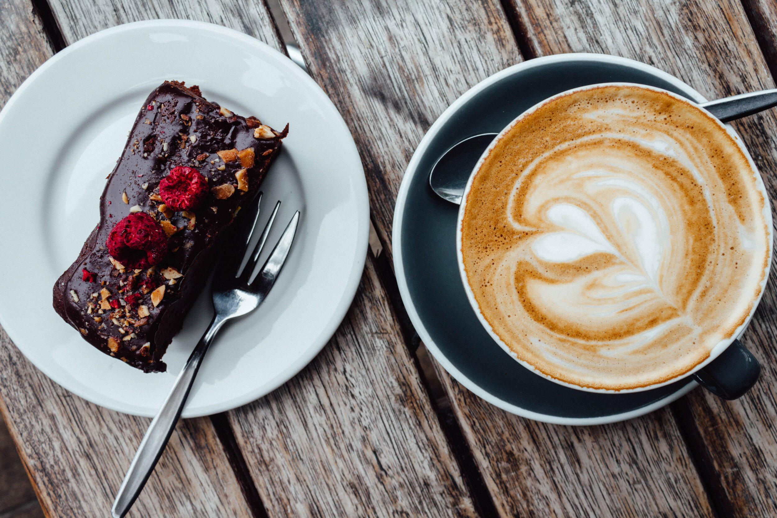 coffee and cake at a cafe in Queenstown, New Zealand