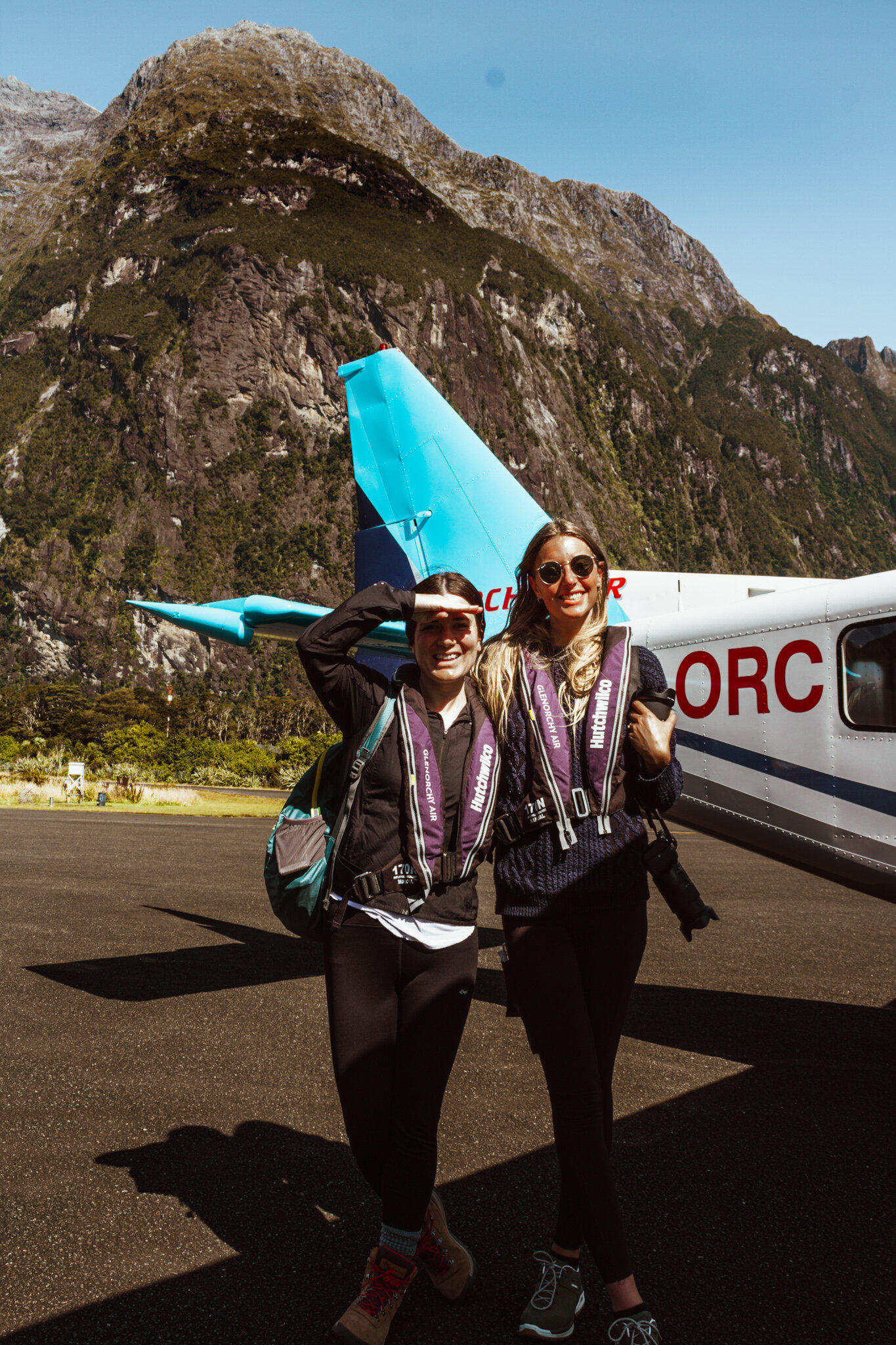 getting ready to board the plane with Glenorchy Air