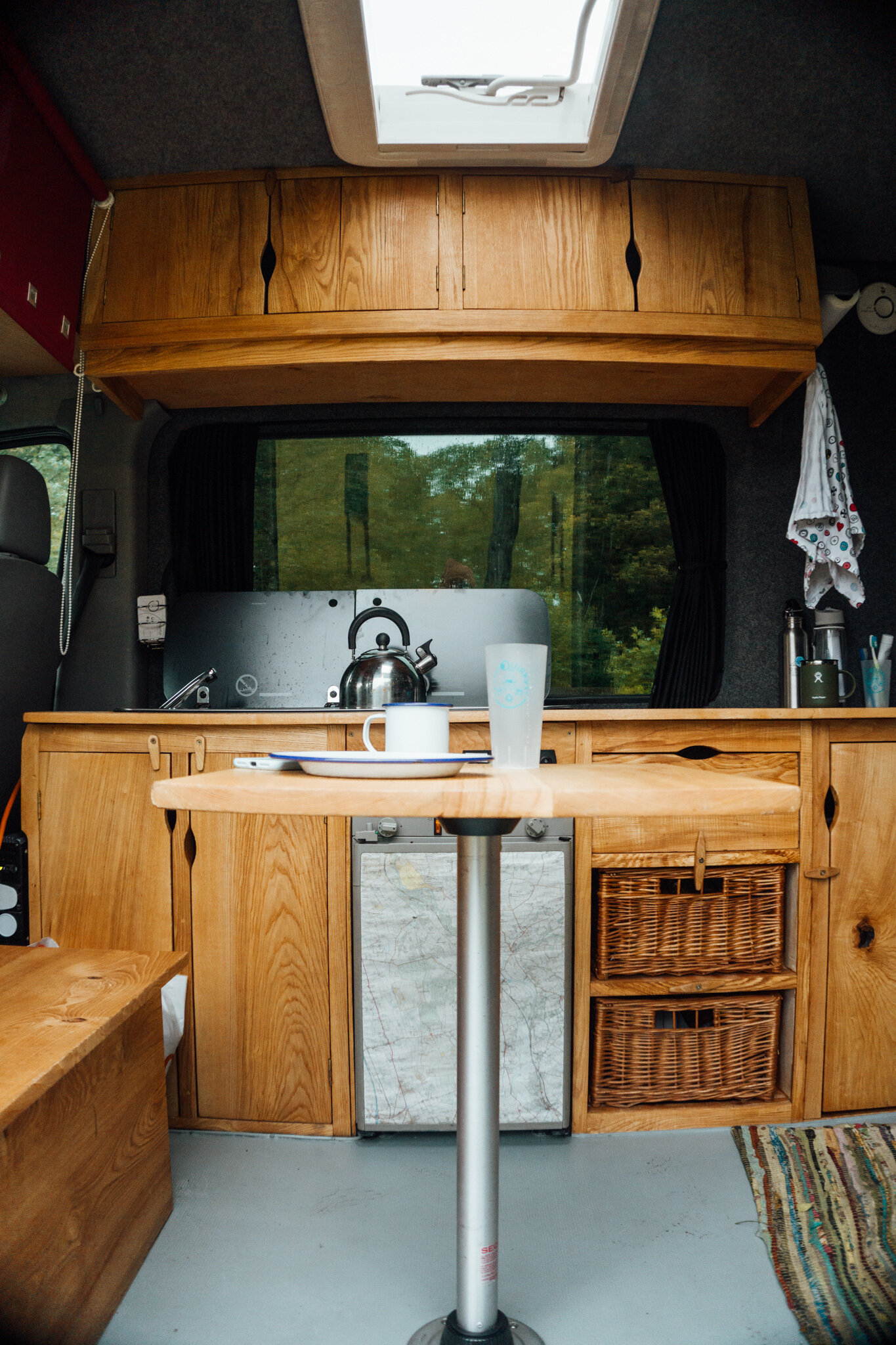 inside a campervan, England