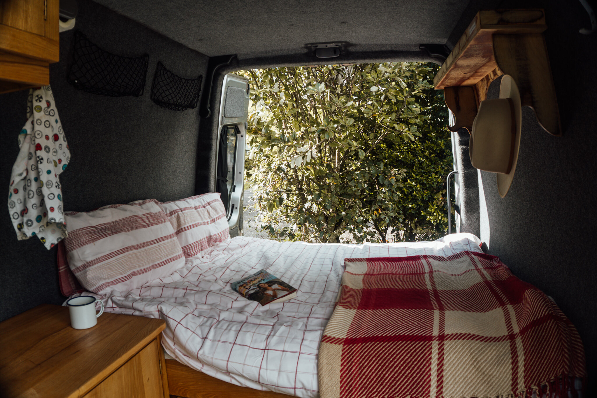 bed in a campervan, England