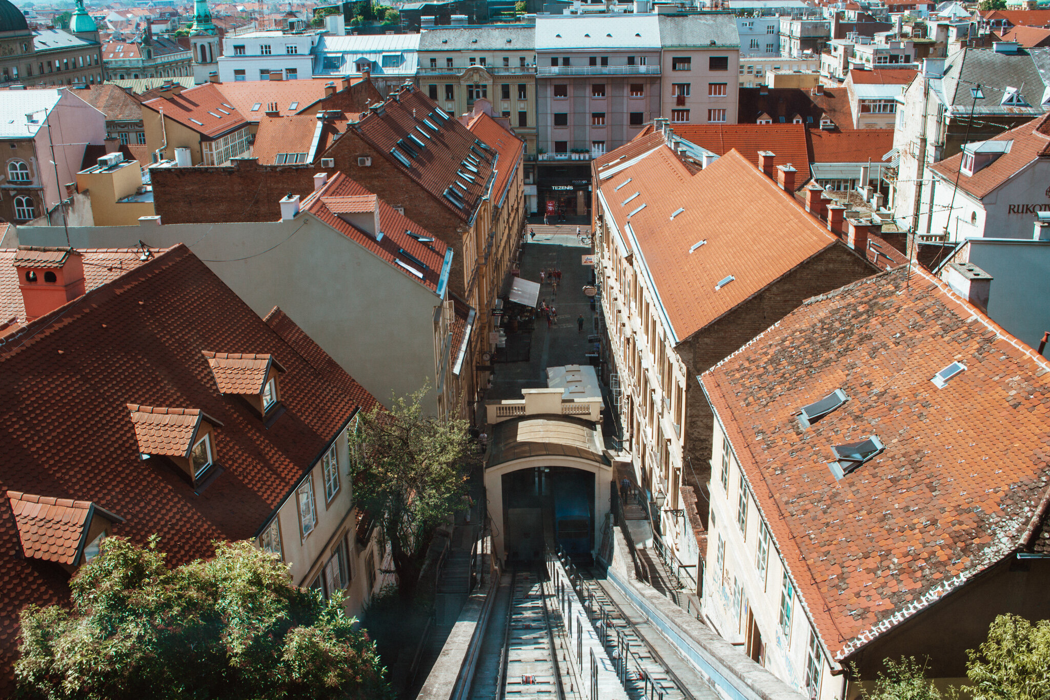 view from the top of Zagreb's funicular