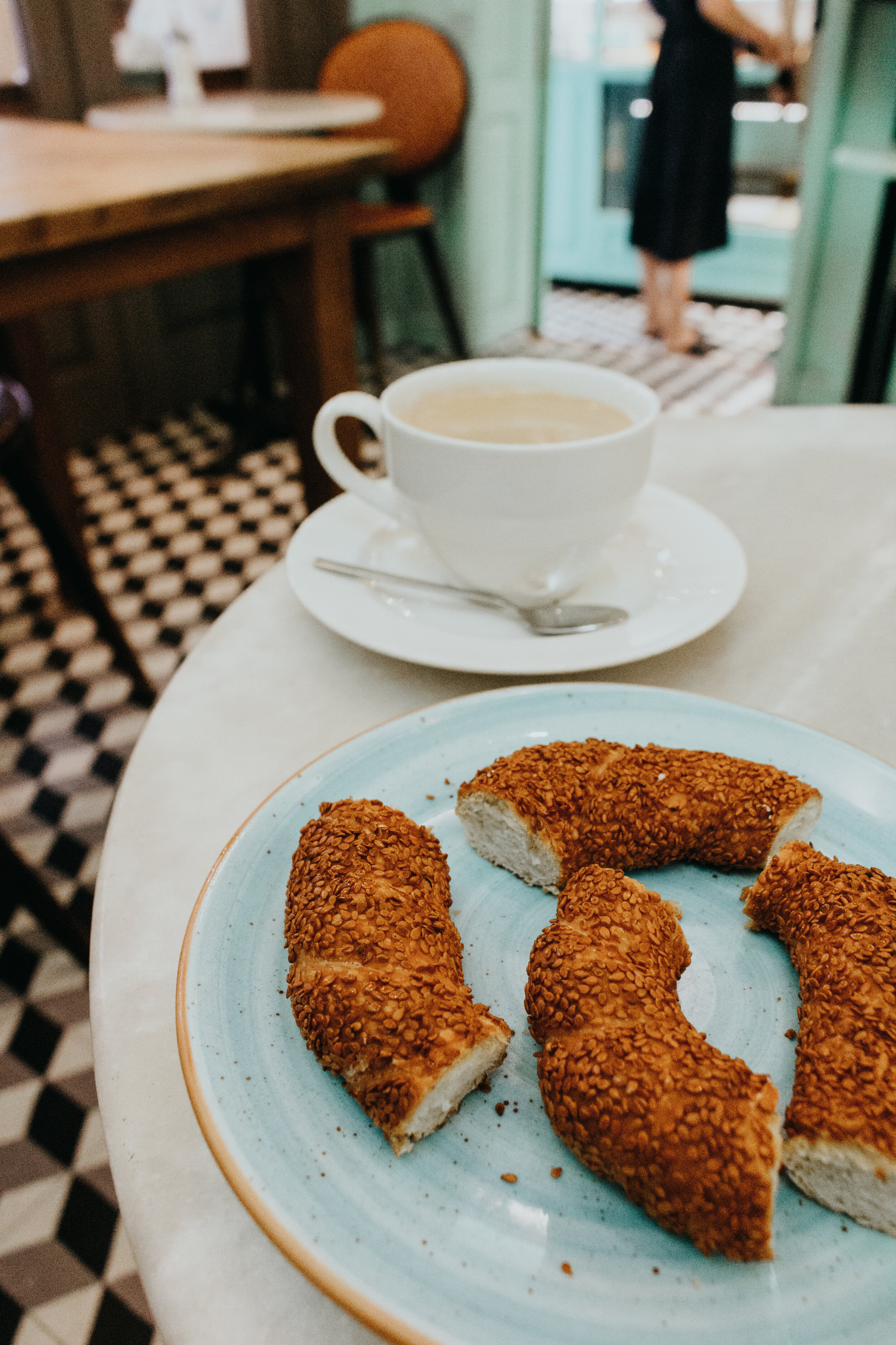 coffee and local bread in Istanbul, Turkey