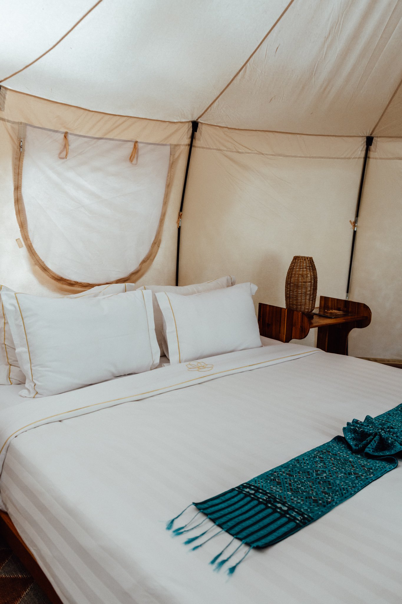 inside a luxury tent at Nam Khan Ecolodge