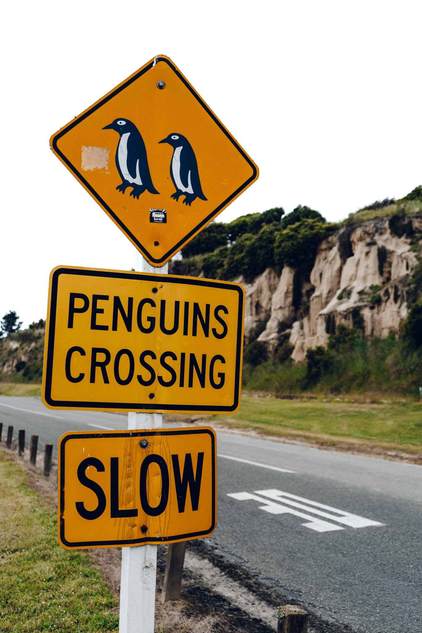 penguin crossing sign in Dunedin