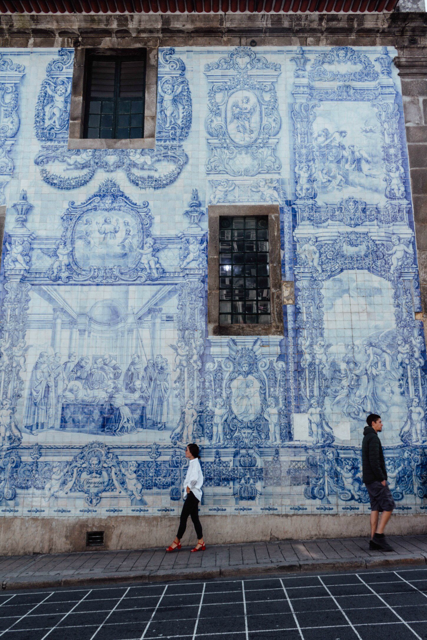 blue mosaic tile wall Porto, Portugal