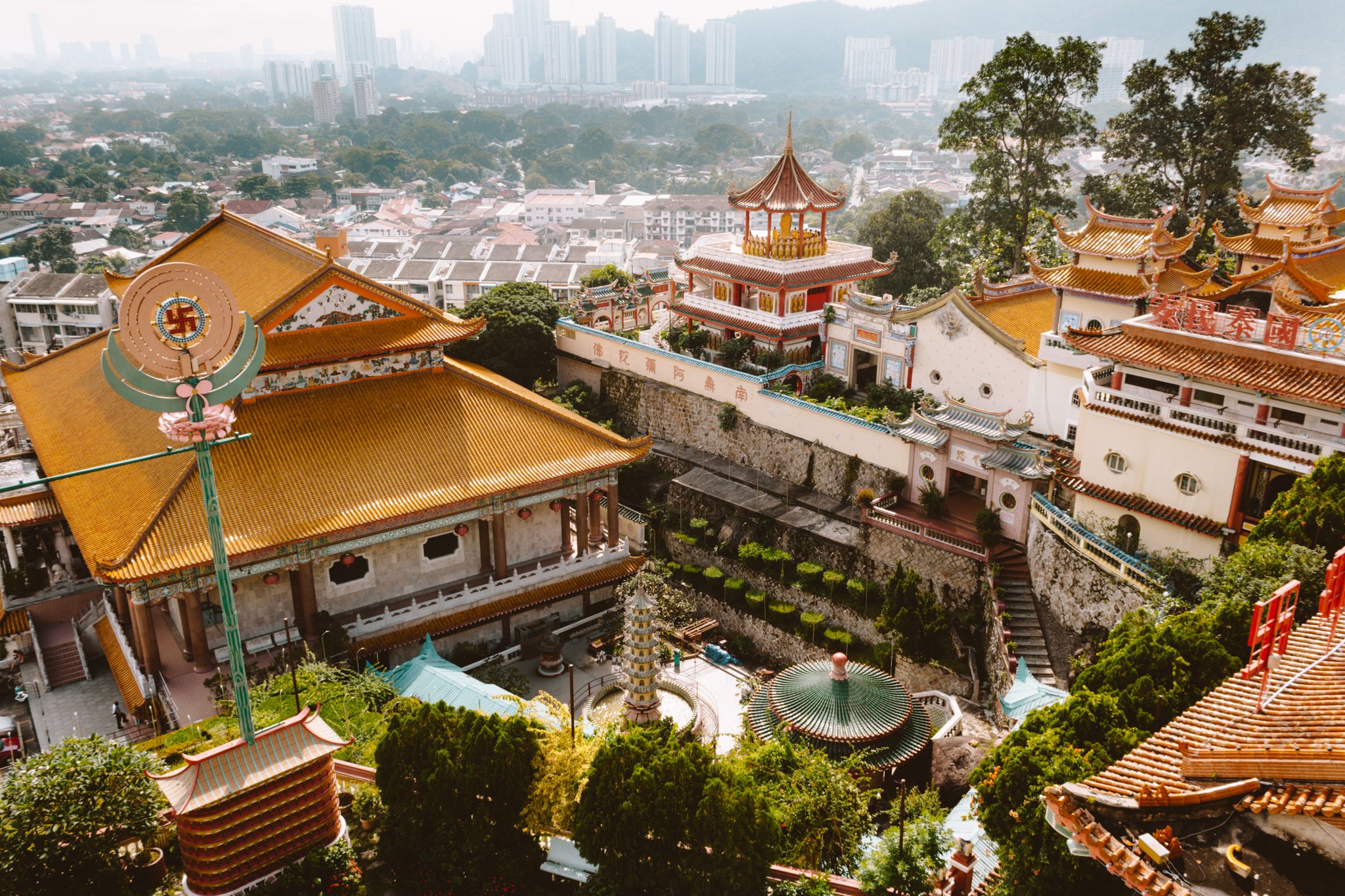 view from the top of Kek Lok Si Temple in Penang, Malaysia
