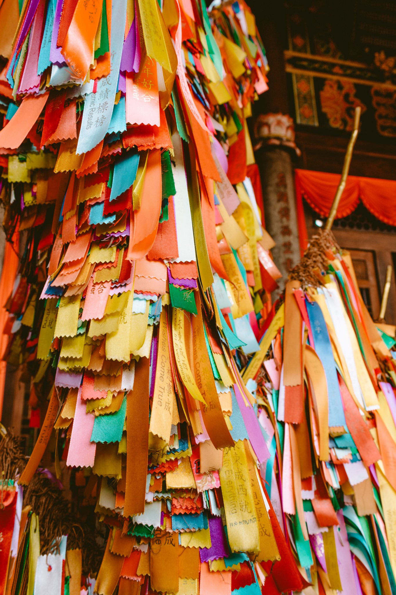 prayer ribbons at Kek Lok Si Temple in Penang, Malaysia