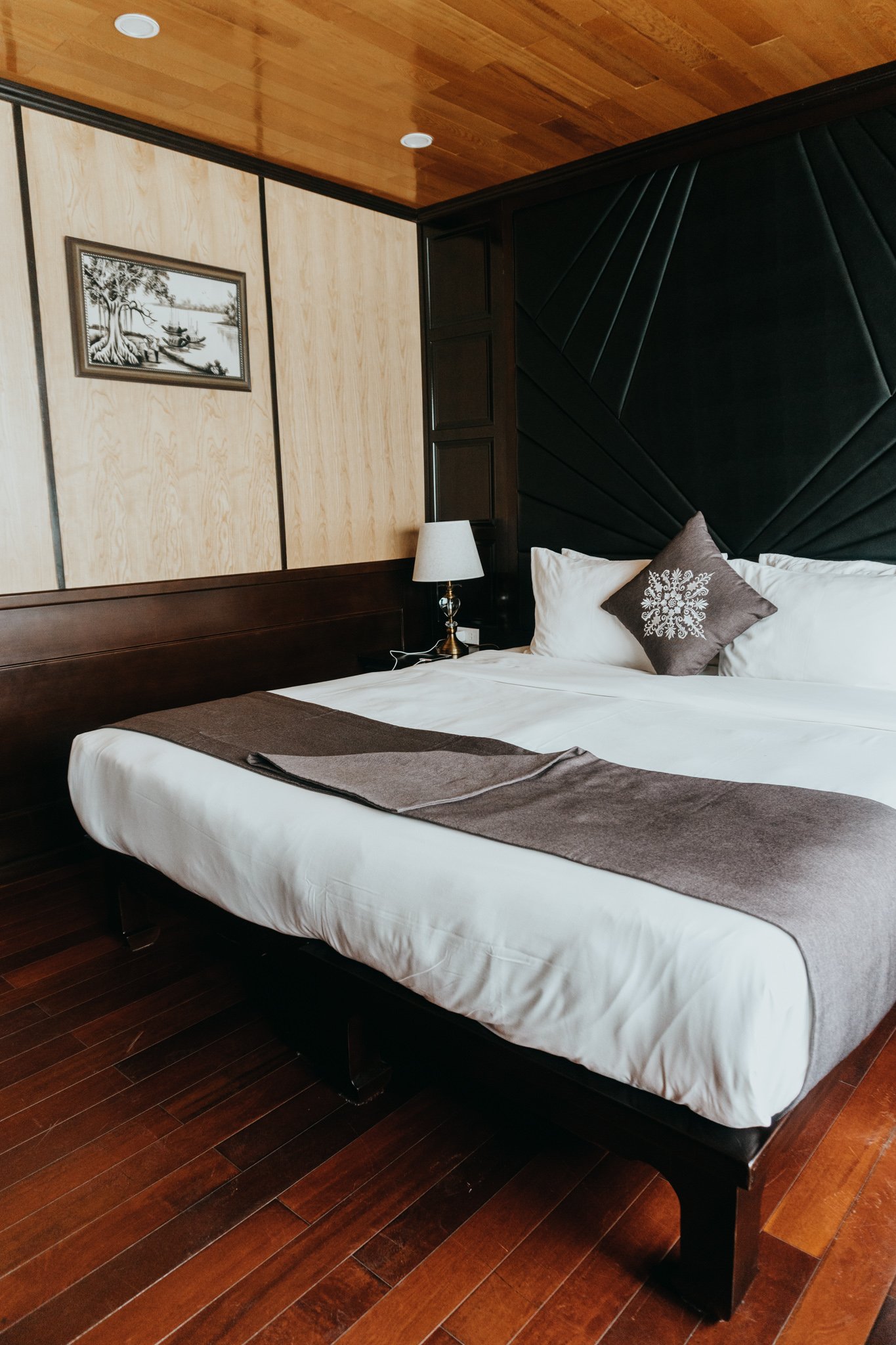 The bed on the Ha Long bay cruise with YESD Vietnam