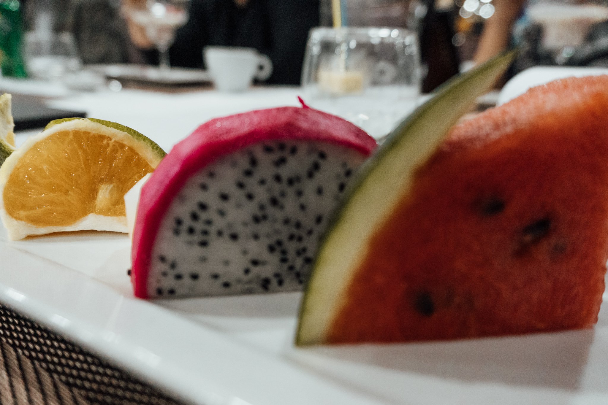 Selection of fresh fruit on YESD Vietnam's Ha Long bay cruise, Vietnam