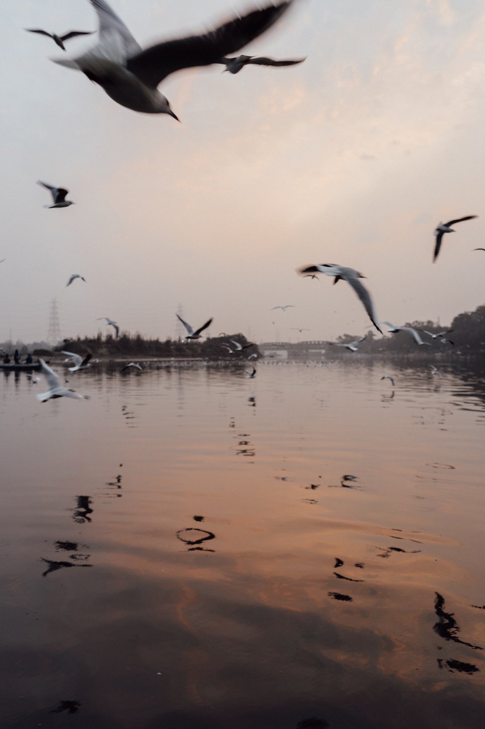 Yamuna Ghat in Delhi at sunrise