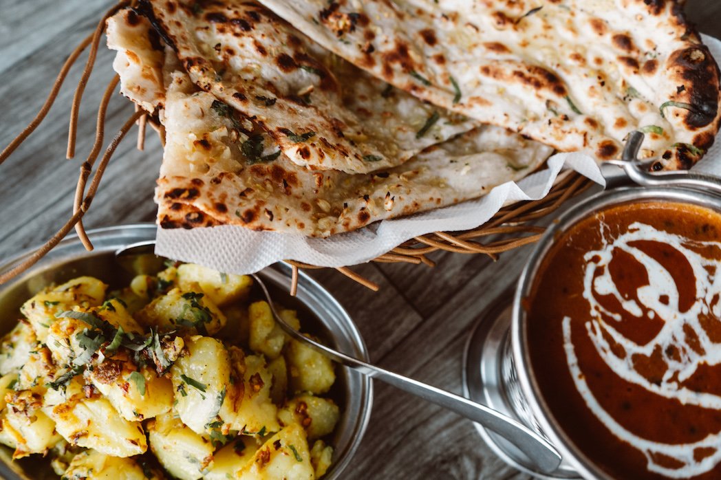 curry and naan bread in Udaipur