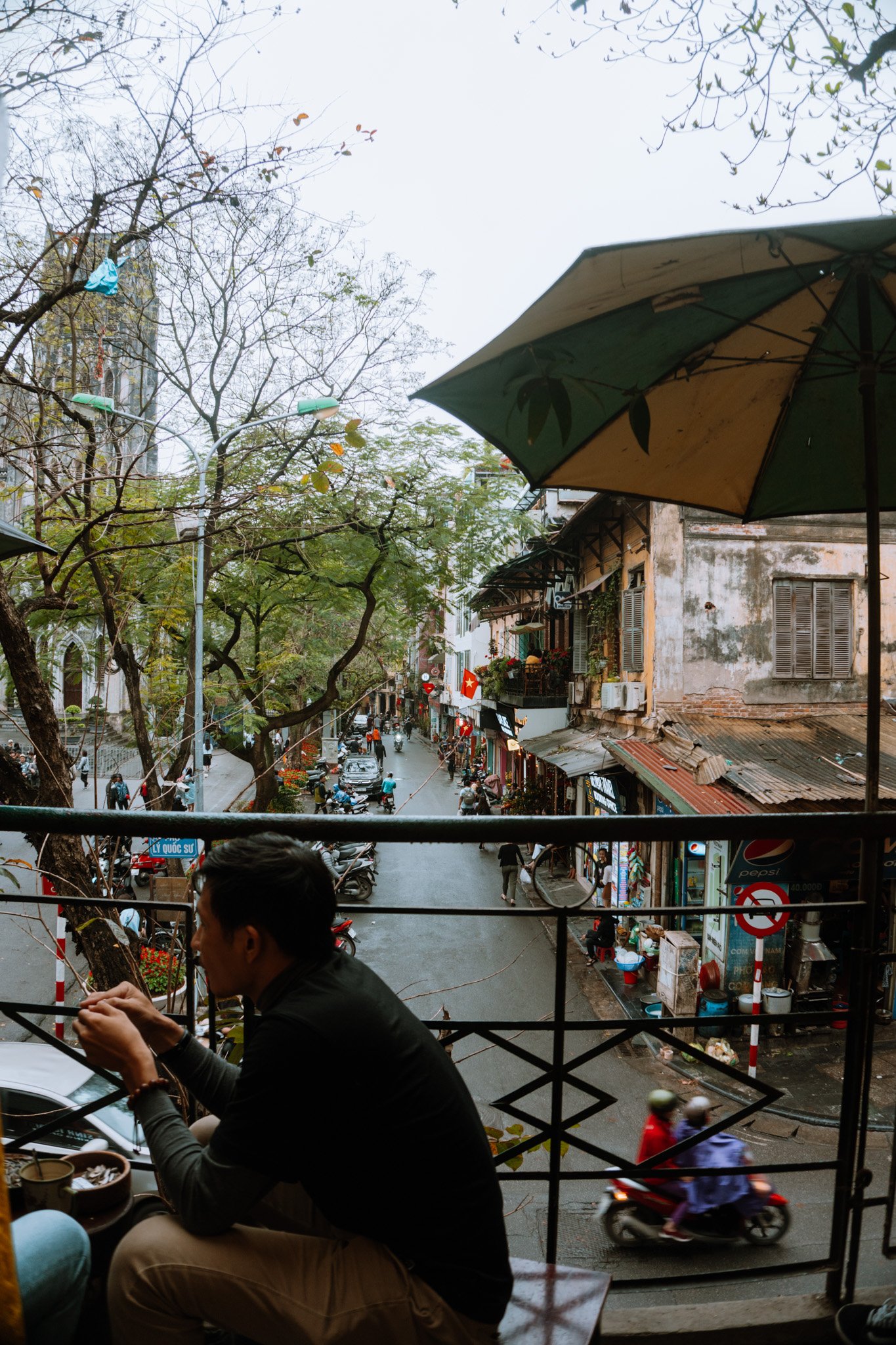 a local street in Hanoi, Vietnam
