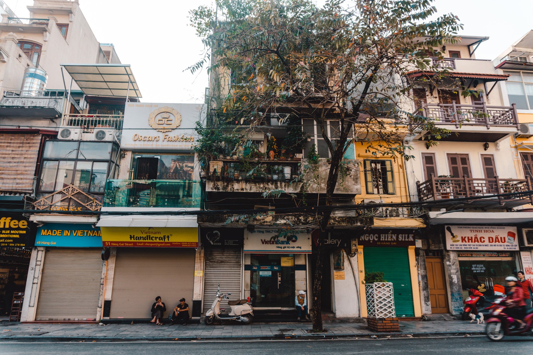 street side buildings in Hanoi, Vietnam