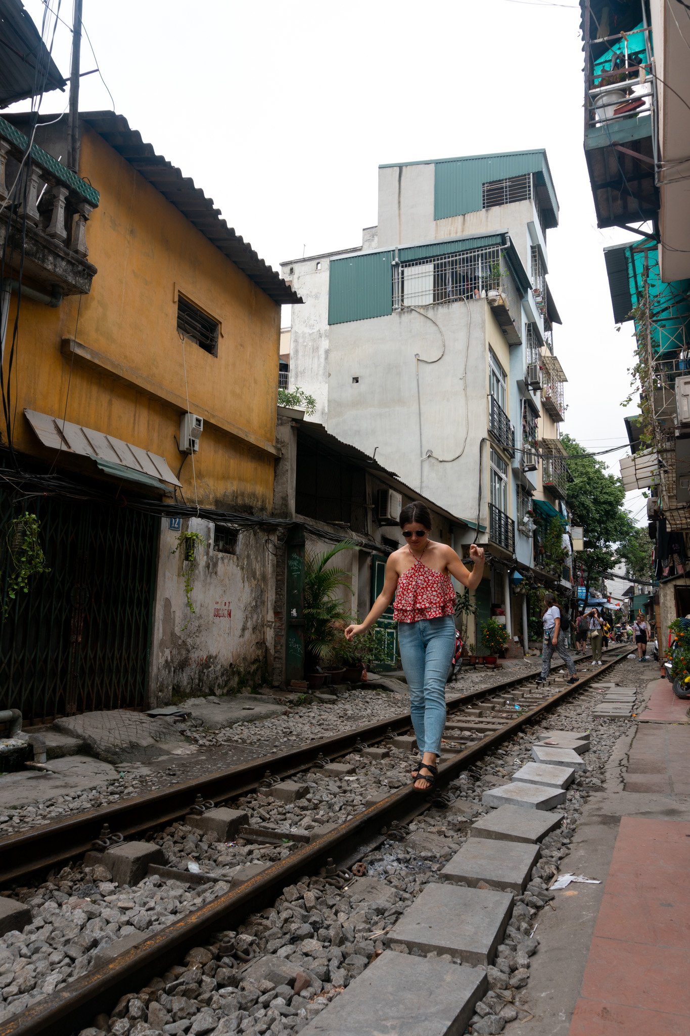 the train tracks at Train Street, Hanoi, Vietnam