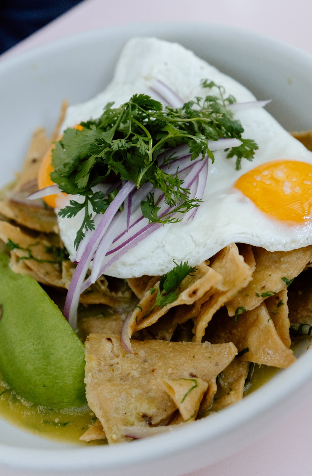 vegetarian chilaquiles in Mexico City