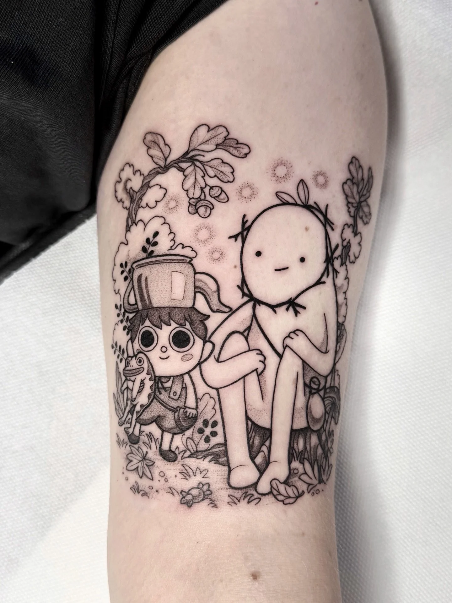 When &bdquo;Over The Garden Wall&ldquo; meets &bdquo;Adventure Time&ldquo; 😊 a very fun small tattoo for Sarah! 🐸 
&bull;
&bull;
&bull;
#adventuretime #overthegardenwall #snowgolem #smalltattooideas #adventuretimetattoo #armtattoo #germantattooers 