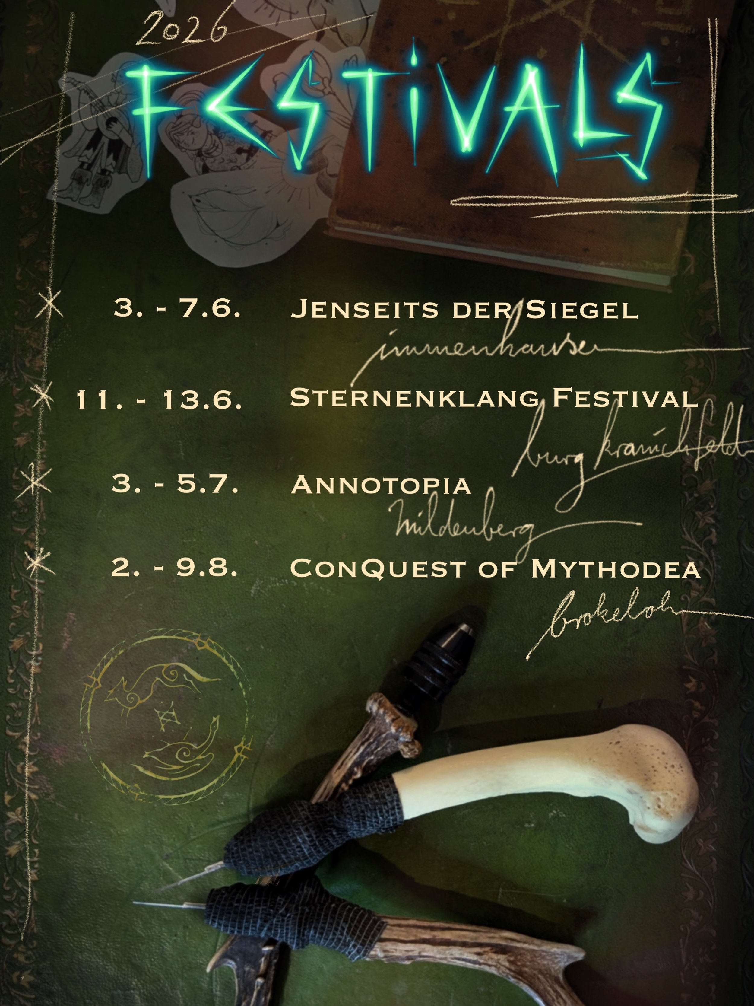 Ahoi ihr Lieben!🎉

 Die Goldene Gans setzt 2026 ihre Segel und erobert weitere Gefilde der Fantasyfestivals und Larps! 
In wechselnder Crewbesetzung d&uuml;rft ihr euch freuen auf :

🦄 3.-7.6. Jenseits der Siegel (Immenhausen) @realms_of_mythodea 
