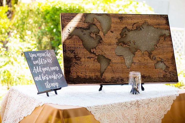 Who says your guest book needs to be a book? How cool is this map for guests to sign?!