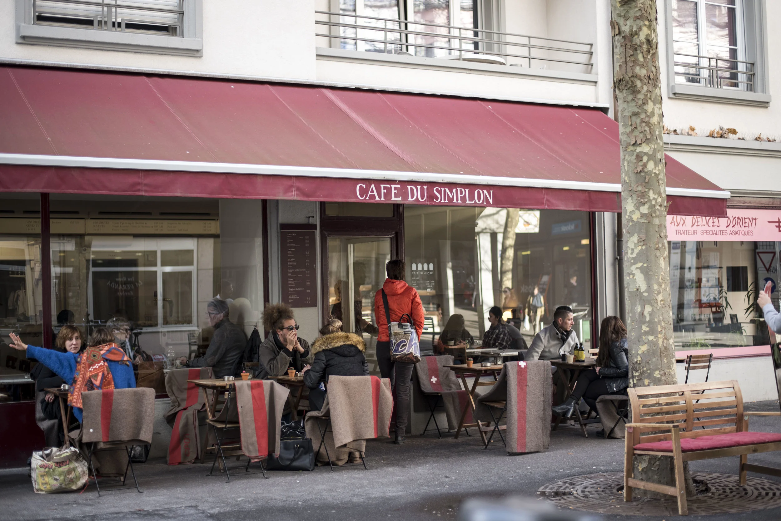 A cafe across the street from the hotel.