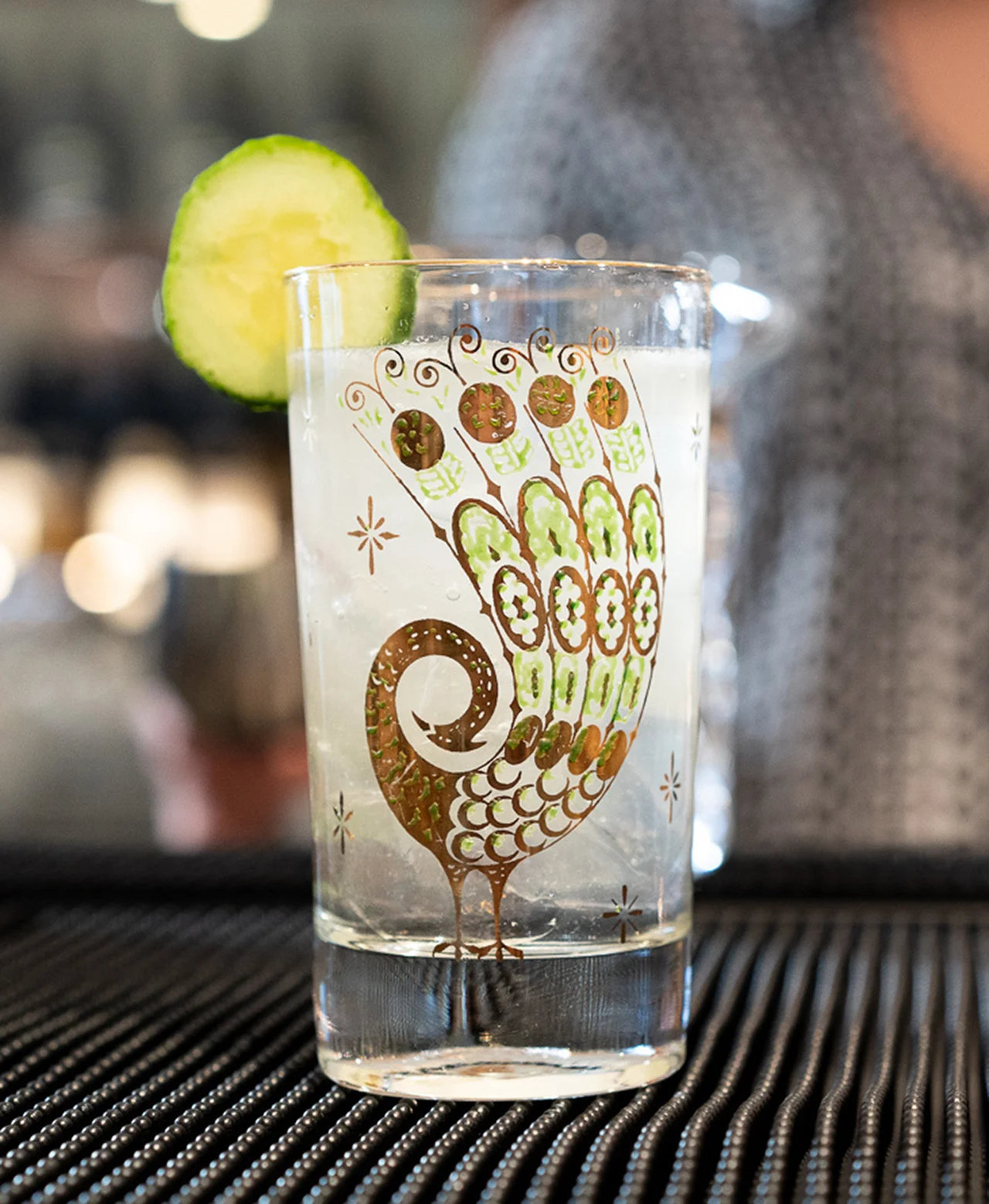 Chara Chamble. Kettle One Vodka, Muddled Cucumber, Ginger of the Indies Ginger Beer, Pink Pepper Bitters.