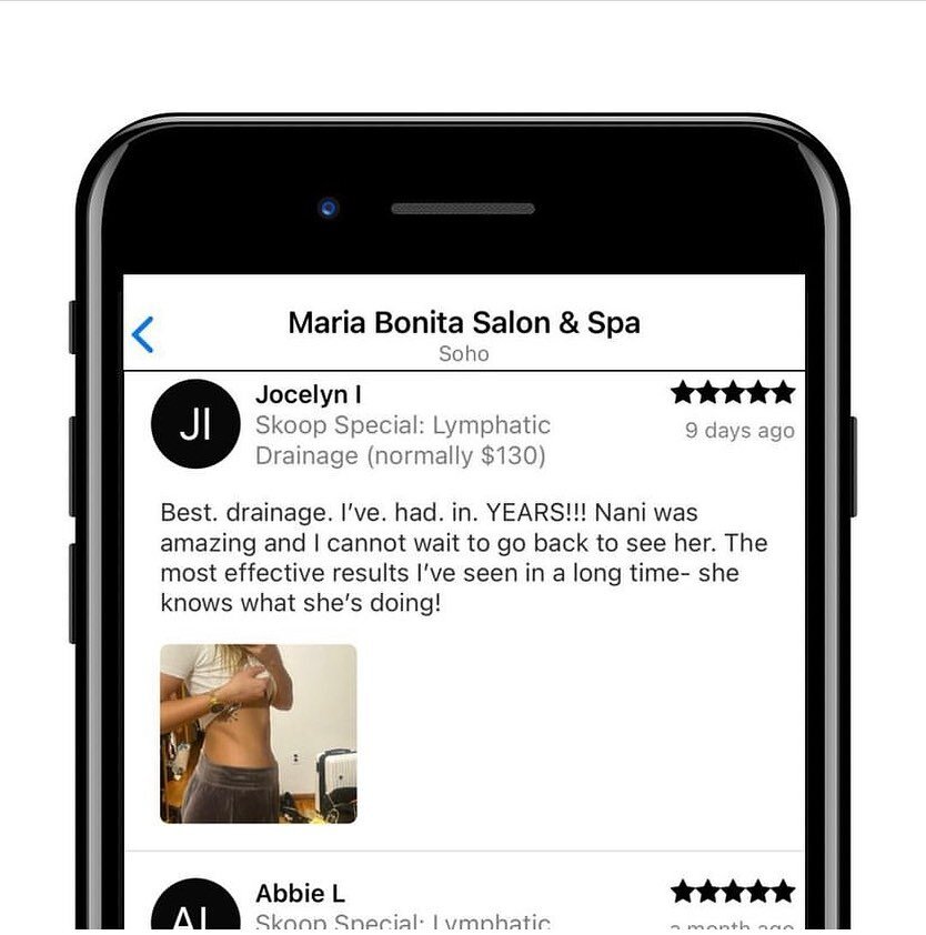 Review worth sharing. Come experience our Body Treatments with the best masseuse in town. Results are incredible. @nanipaznyc @julianabnyc @nail_llu 
#lymphaticdrainage #soho #nolita #massage #taketimeforyou #spadaysoho #chillday